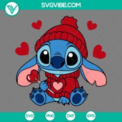 SVG Files, Valentine's Day, Stitch Valentine SVG Image, Stitch Candy Heart Svg, 1