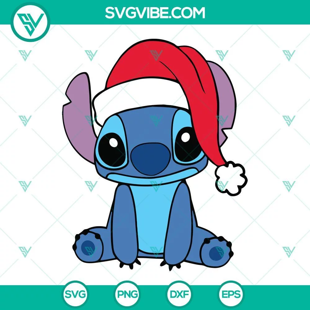 Christmas, Disney, SVG Files, Stitch Wanta Hat Christmas SVG File PNG DXF EPS 1