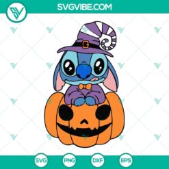 Stitch Witch Pumpkin Happy Halloween SVG Image PNG DXF EPS Files For