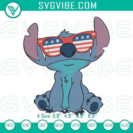 stitch with american sunglasses embroidery designs disney vacation 4th of july machine embroidery files mockup