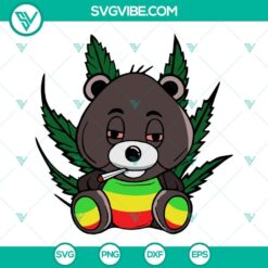 Stoned bear SVG design with joint, teddy bear smoking concept, blunt smoke theme for digital use.