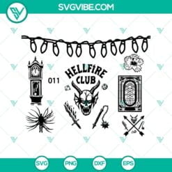 Movies, SVG Files, Stranger Things 4 SVG Download Bundle, Hellfire Club SVG 20