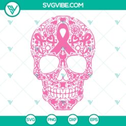 Awareness, Cancer, SVG Files, Sugar Skull Pink Ribbon SVG Download, Skull 6