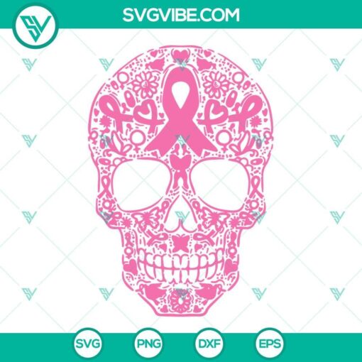 sugar skull pink ribbon svg skull breast cancer awareness svg fight cancer svg 1 mockup