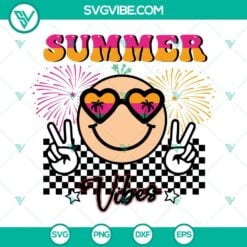 Summer, SVG Files, Summer Vibes Smiley Face SVG Download, Retro Summer SVG 4