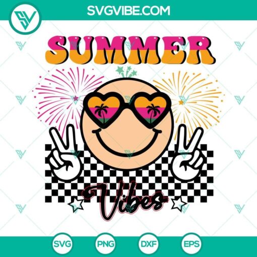 summer vibes smiley face svg retro summer svg beach vacation svg png dxf eps cricut 2 mockup