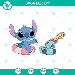 Disney, SVG Files, Summertime Pool Party Stitch And Scrump SVG Images PNG DXF 2