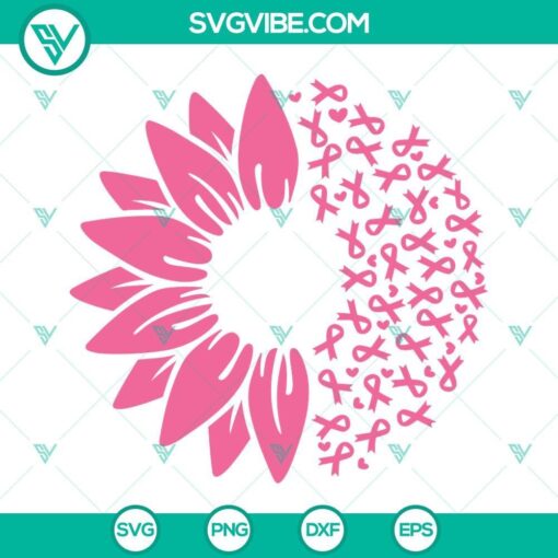 sunflower breast cancer svg sunflower pink ribbon svg png dxf eps vector clipart 1 mockup