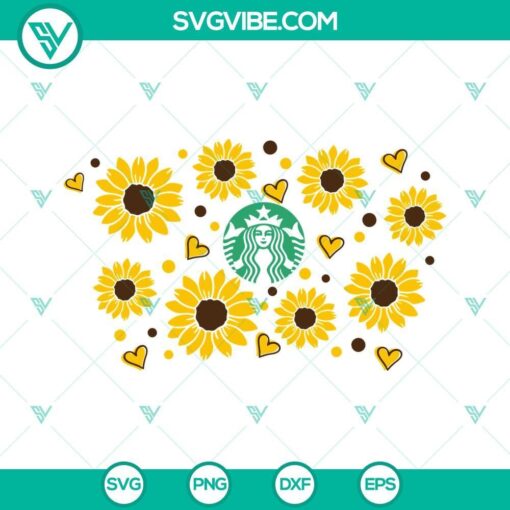 sunflower starbucks wrap svg venti full wrap svg sunflower template svg png dxf eps 1 mockup