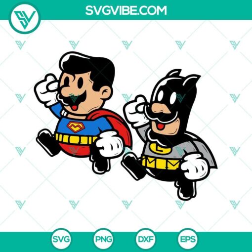 super man and bat man svg super mario bros svg png dxf eps 2 mockup