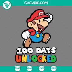 Movies, School, SVG Files, Super Mario 100 Days Unlocked SVG Download, Mario 2