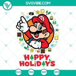 Christmas, Movies, SVG Files, Super Mario Happy Holidays SVG Images, Super 2