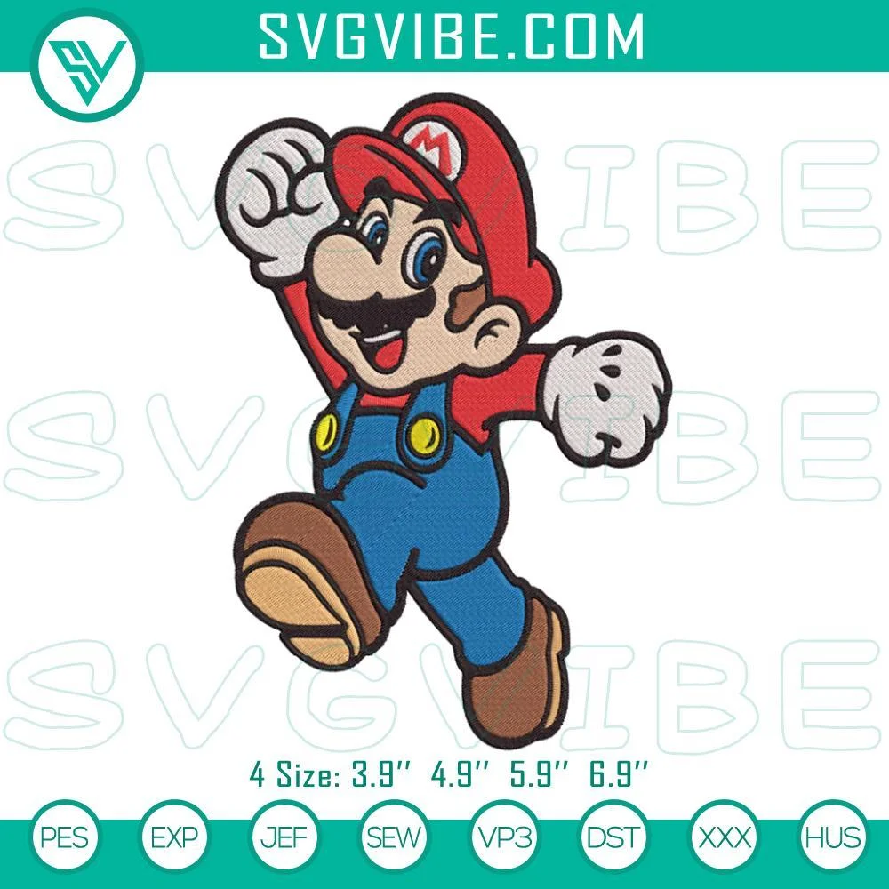 Movies Embroidery Designs, Embroidery Designs, Super Mario Machine Embroidery 1