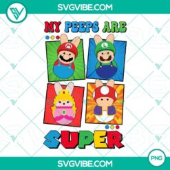 Super Mario Easter Bunny themed PNG files with vibrant colors and cute characters for Easter Day celebrations.