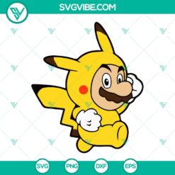 Super Mario Pikachu and Super Mario Bros Pokemon crossover SVG file inspired by video games.