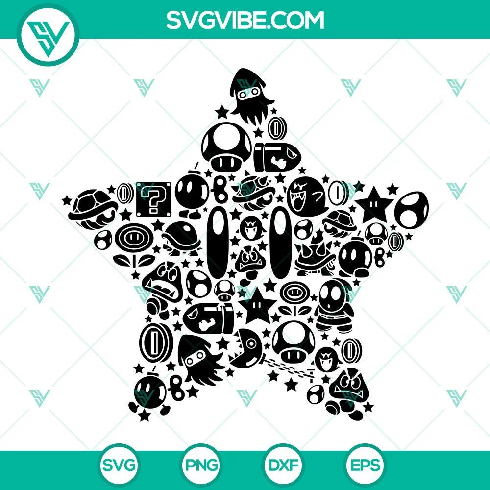 Movies, SVG Files, Super Star Mario Mosaic Style SVG Files, Mario Kart SVG 1