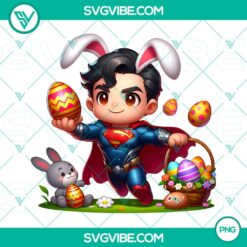 Superman chibi Easter Bunny and kawaii character PNG files for download.