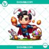 Superman chibi Easter bunny and kawaii character PNG download for cute superhero-themed design projects.