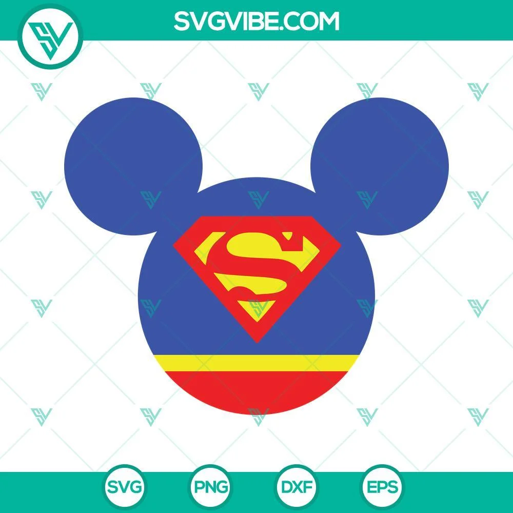 Disney, Movies, SVG Files, Superman Mouse Ears SVG Images PNG DXF EPS Cut Files 1