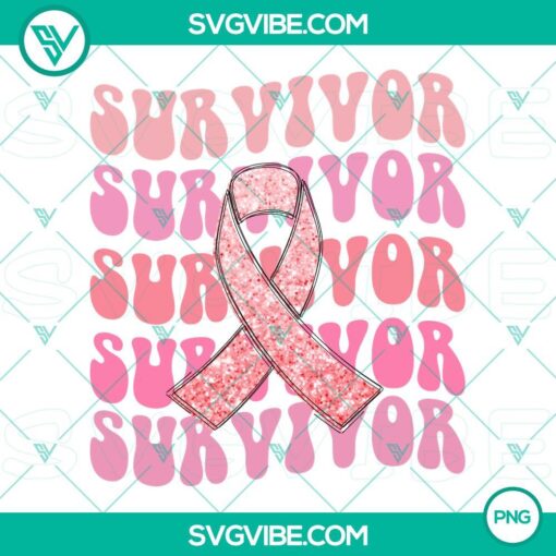 survivor pink glitter ribbon png survivor breast cancer ribbon png download files mockup 1