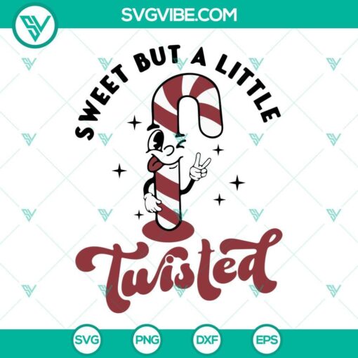 sweet but a little twisted svg groovy christmas svg xmas retro svg cut files 6 mockup