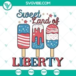 4th Of July, SVG Files, Sweet Land Of Liberty SVG Image, Ice Cream USA Flag SVG 2