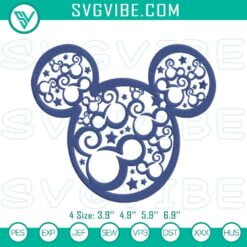 Embroidery Designs, Movies Embroidery Designs, Swirly Mickey Head Stars 2