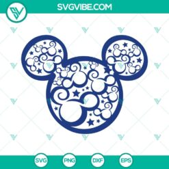 4th Of July, Disney, SVG Files, Swirly Mickey Mouse Head Stars SVG File, 4th Of 2