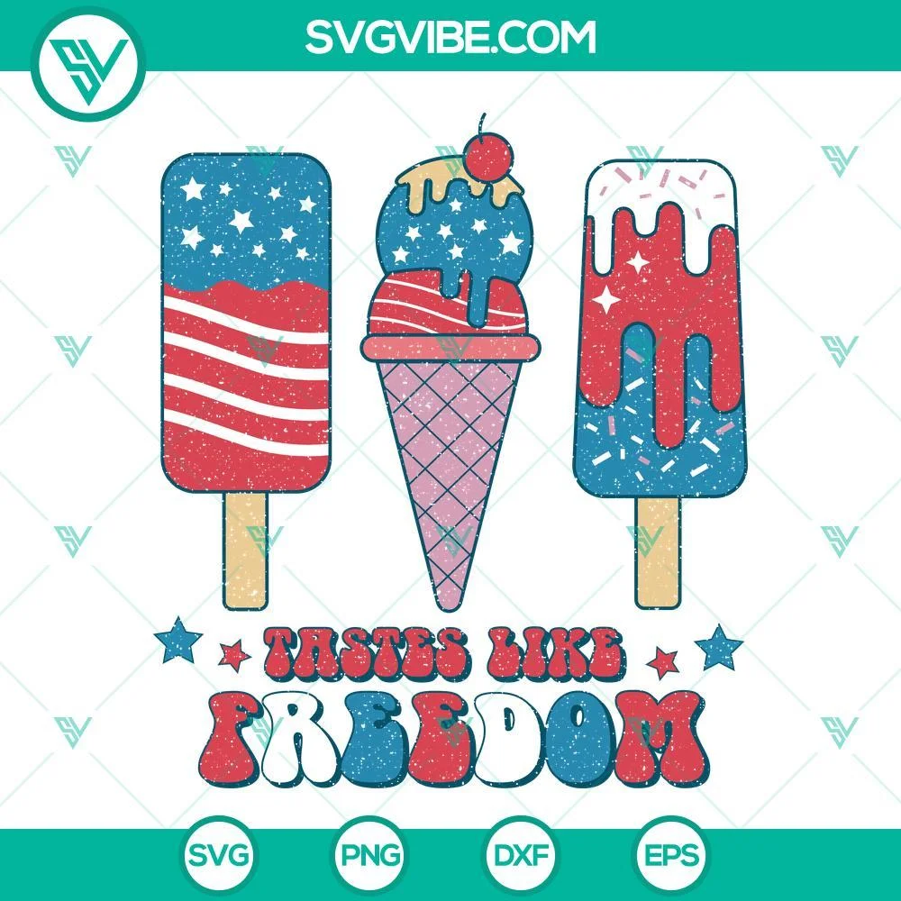 4th Of July, SVG Files, Tastes Like Freedom Distressed SVG File, American Flag 1