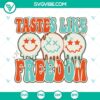 4th of July themed Smiley Face Drippy SVG with a retro look. Perfect for Independence Day celebrations. Download it now!
