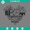 Taylor Swift themed heart-shaped SVG images with album titles like "Red", "1989", and "Fearless" for download. Great for Taylor Swift fans.