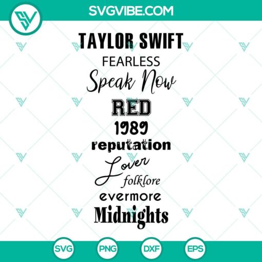 taylor swift album svg midnights album svg speak now svg reputation svg lover svg eras tour svg png dxf eps 7 mockup