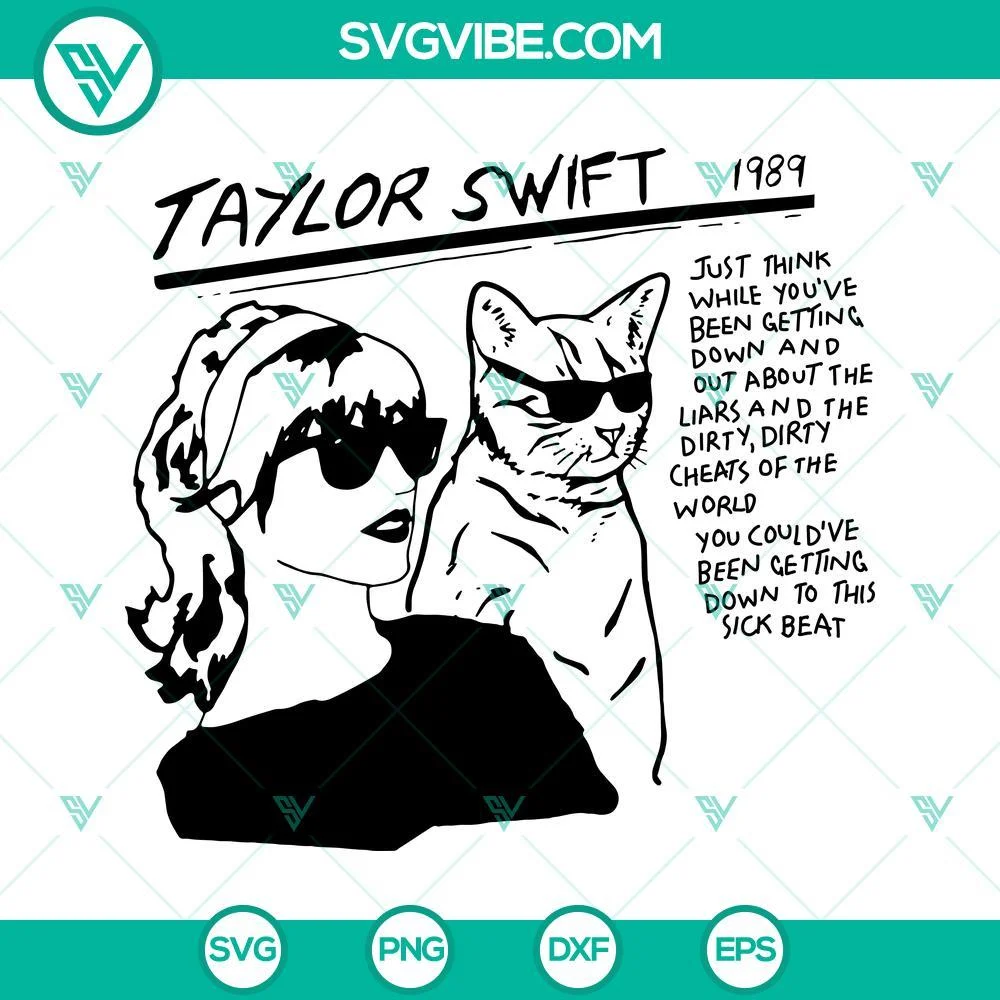 Musics, SVG Files, Taylor Swift With Cat SVG Images, Karma Cat SVG Download, 1