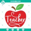 Teacher Apple SVG file with teacher appreciation designs featuring an apple graphic. Ideal for craft projects.