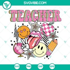 Teacher SVG File, Retro Smiley SVG Files, Cute Teacher SVG File, Funny School SVG Image