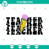 Teacher pencil lightning bolt SVG, perfect for teacher shirt designs. Download includes multiple teacher-themed images.