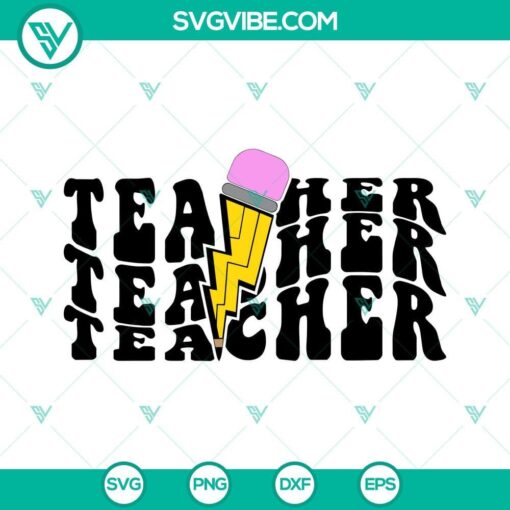 teacher svg teacher pencil lightning bolt svg teacher shirt svg png dxf eps cut files 8 mockup