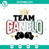 Team Canelo SVG design with download options for Cricut and Silhouette featuring PNG, DXF, and EPS cut files. Great for boxing fans.