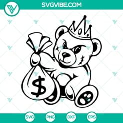 teddy bear gangster svg bear king money bag svg mafia bear svg png dxf eps cut files 7 mockup