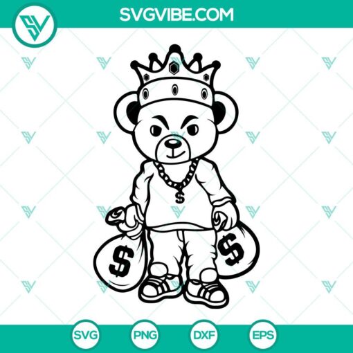 teddy king with money bag svg hipster teddy svg hooligan bear svg gangster bear svg png dxf eps cut file 5 mockup