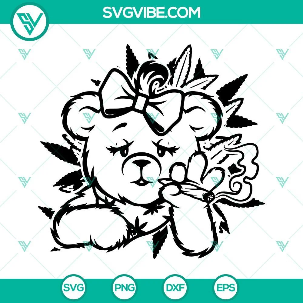 Cannabis, SVG Files, Teddy The Stoner Smoking Weed SVG File, Teddy Bear Smoking 1