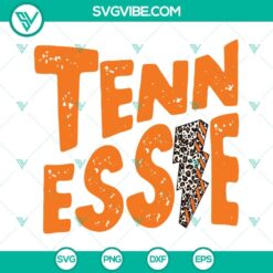 Tennessee Leopard Lightning Bolt SVG with PNG, DXF, EPS cut files for crafting projects.