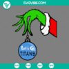 Tennessee Titans Grinch Hand With Ornament SVG Files, Titans Christmas SVG Image, featuring team colors and holiday theme.