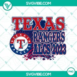 Texas Rangers ALCS 2023 and World Series Champions PNG images for file designs, featuring Texas Rangers logo and team branding elements.