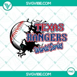 Texas Rangers World Series 2023 MLB Baseball PNG images with modern designs for digital use.