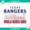 Texas Rangers World Series 2023 Texas City Map design featuring PNG images files, ideal wall art for sports fans and baseball enthusiasts.