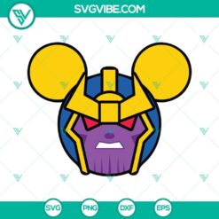 Thanos Mickey Mouse Ears SVG Files, Marvel Avengers Endgame design for DIY projects and crafts with superheroes theme.