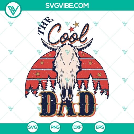 the cool dad bull skull svg retro western dad svg funny father s day svg png dxf eps cut files 9 mockup