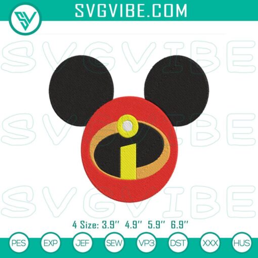 the incredibles mickey ears embroidery designs disney movie embroidery files mockup