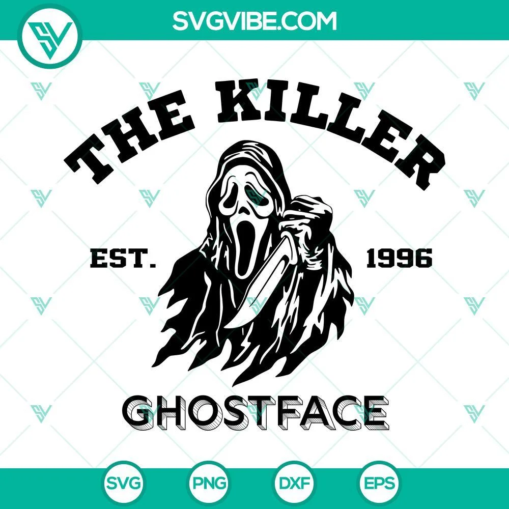 Halloween, SVG Files, The Killer Est 1996 Ghostface SVG File, Ghost Face Scream 1